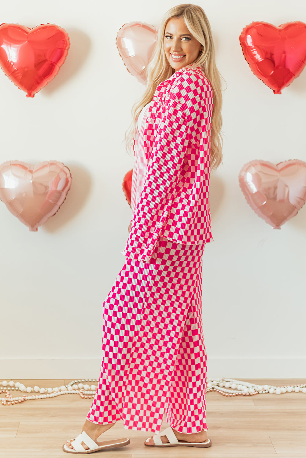 Pink Checkered Long Sleeve PJs