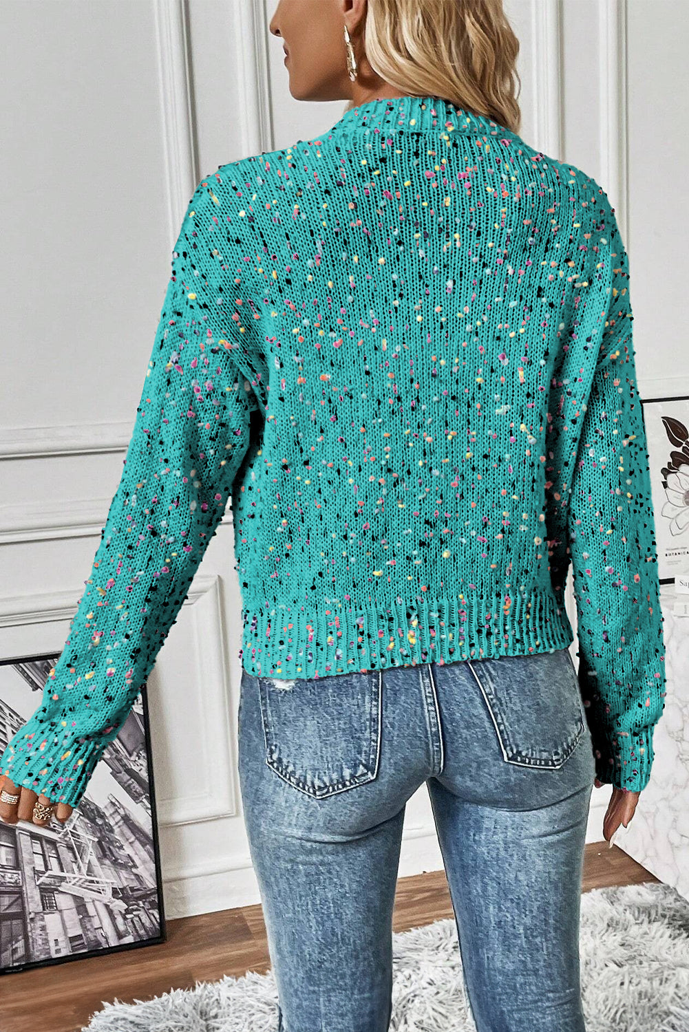 Turquoise Confetti Cardigan