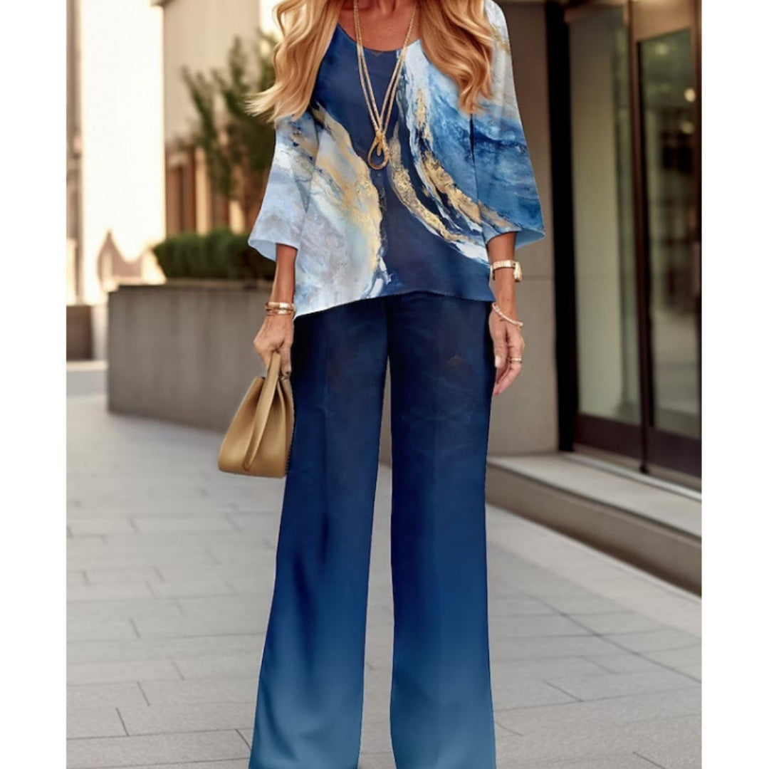 Colorful Abstract Hombre Linen 2pc. Pants Suit