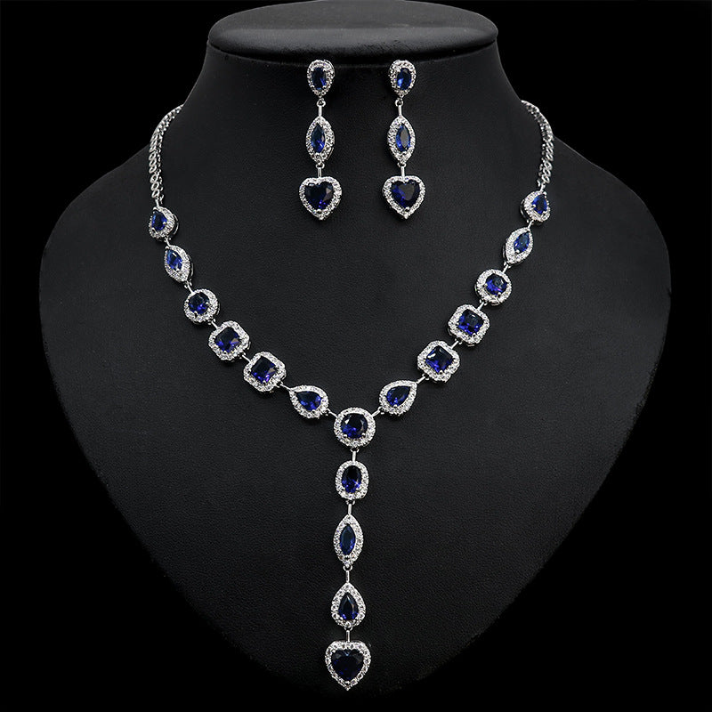 Y-Shape Love Pendant Necklace Earring Set