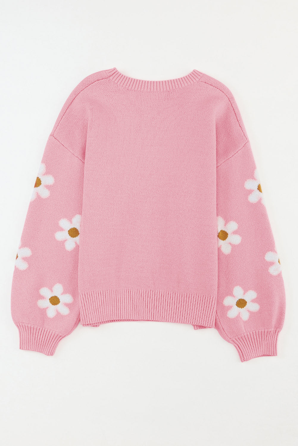 Pink Daisy Drop Shoulder Sweater