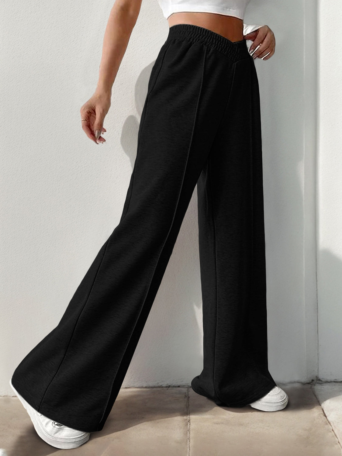 Elastic Waist Wide Leg Sweatpants