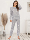 Star Top and Pants Lounge Set Heather Gray Bazaare Mart Star PJs