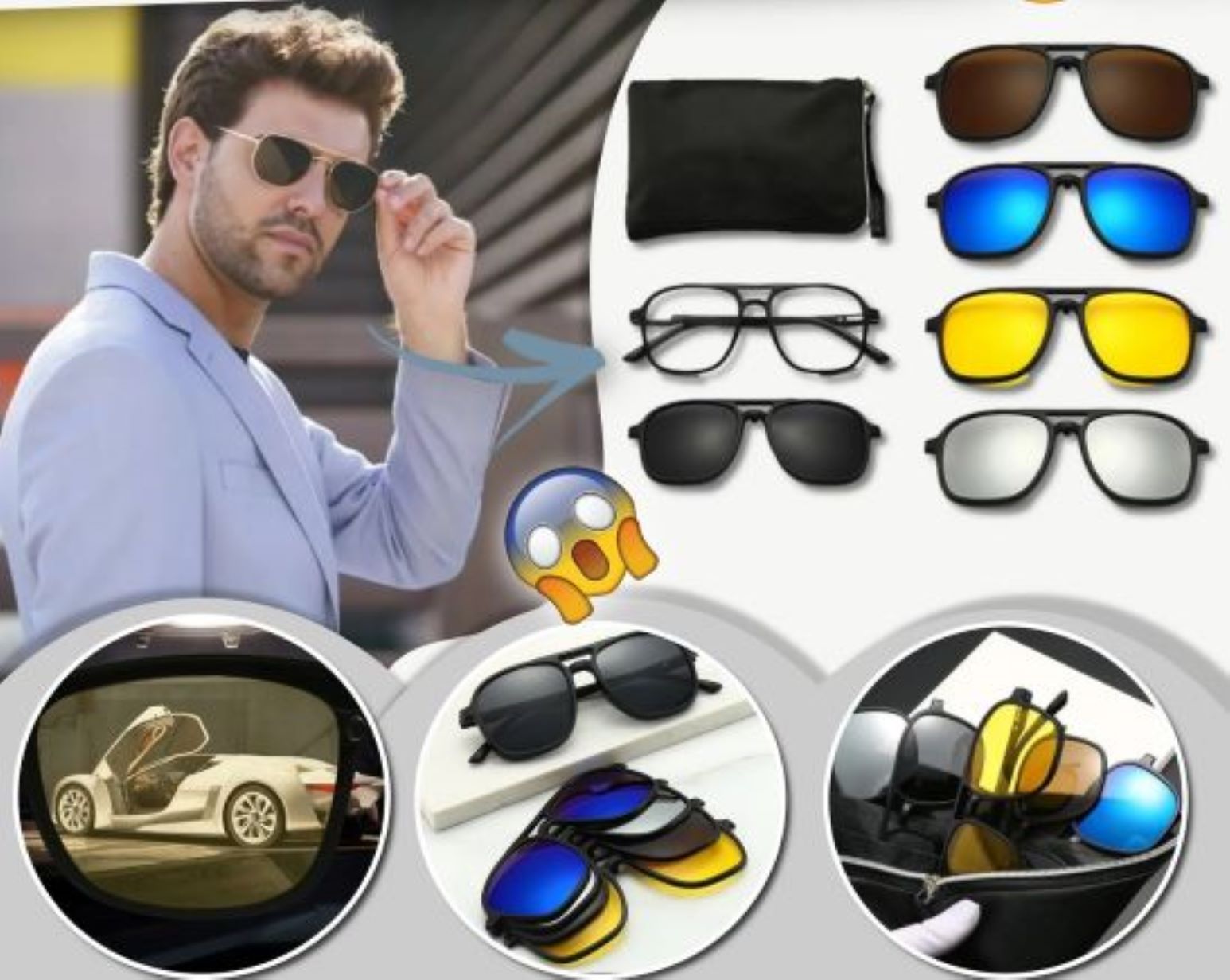 6 pc. Polarix Sunglasses with storage pouch