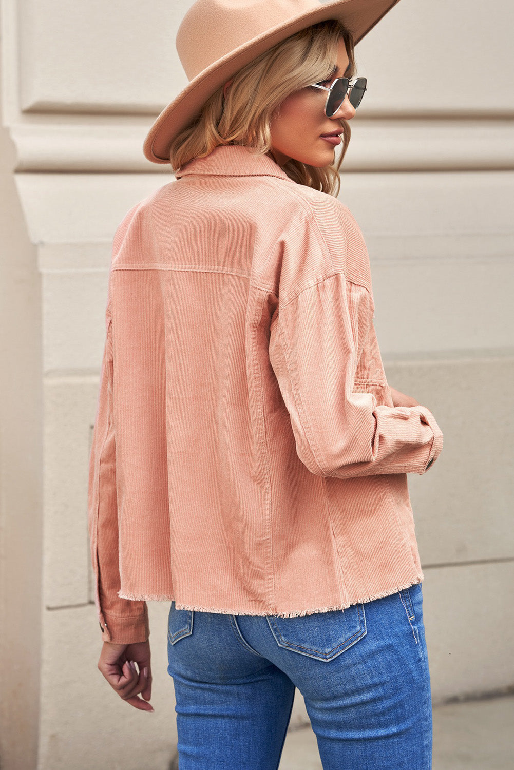 Pink Corduroy Button Up Jacket