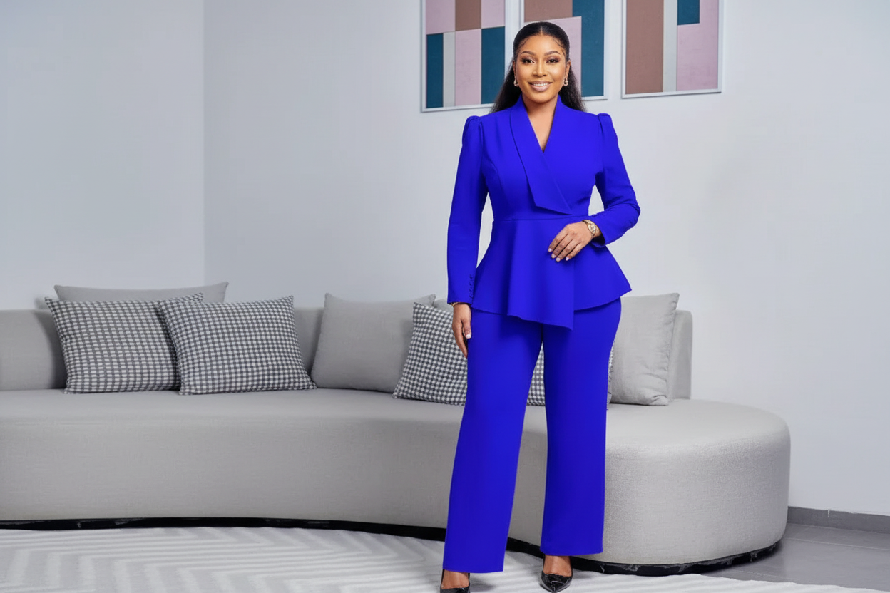 Solid Color Wide-leg Pants Suit Bazaare Mart 2 pc. Pants Outfit