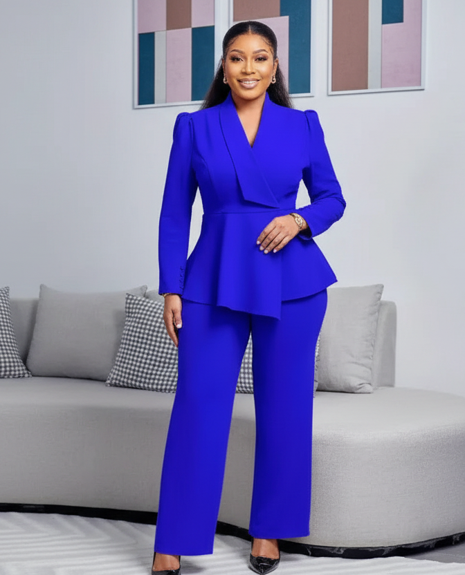 Solid Color Wide-leg Pants Suit Bazaare Mart 2 pc. Pants Outfit