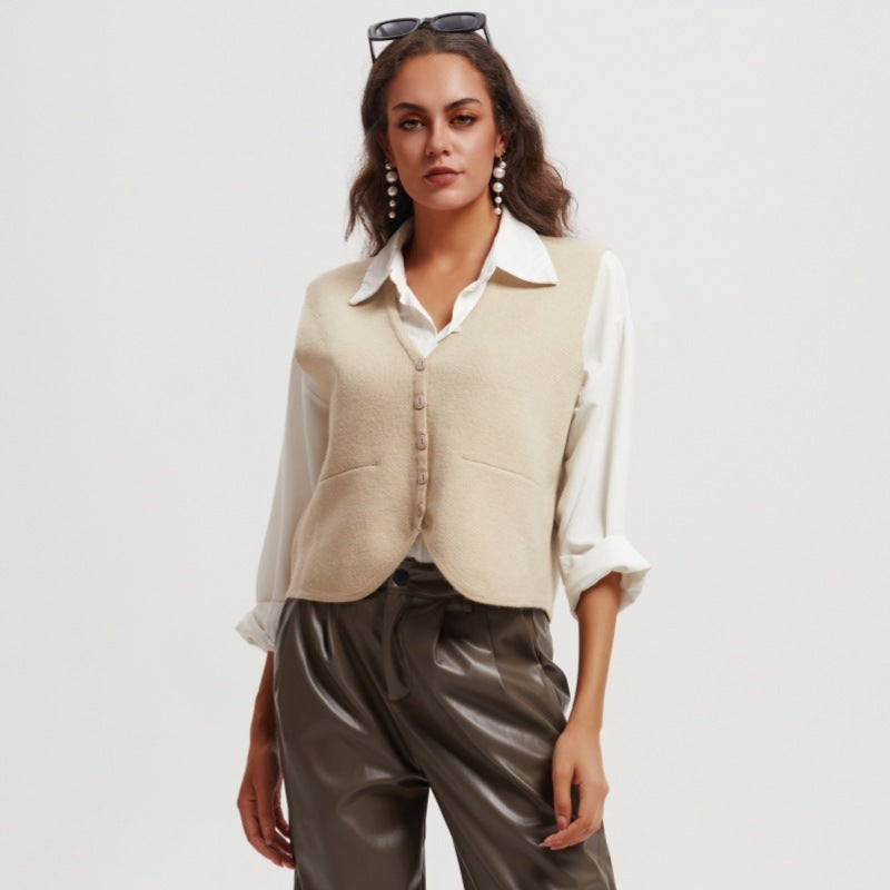 Women's Single-breasted Knitted Cardigan Retro Short