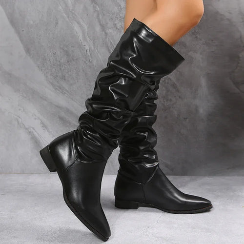 Classic PU Leather Knee Boots Bazaare Mart Boots