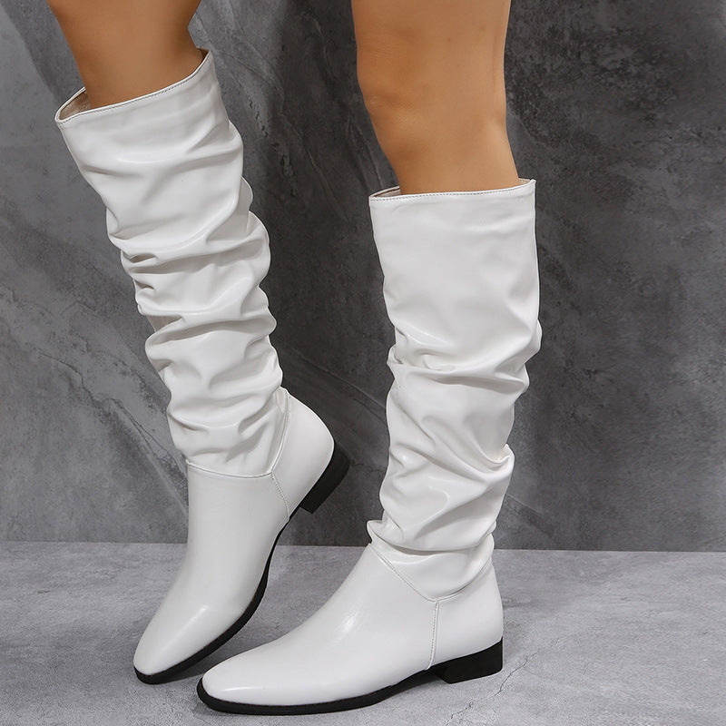 Classic PU Leather Knee Boots