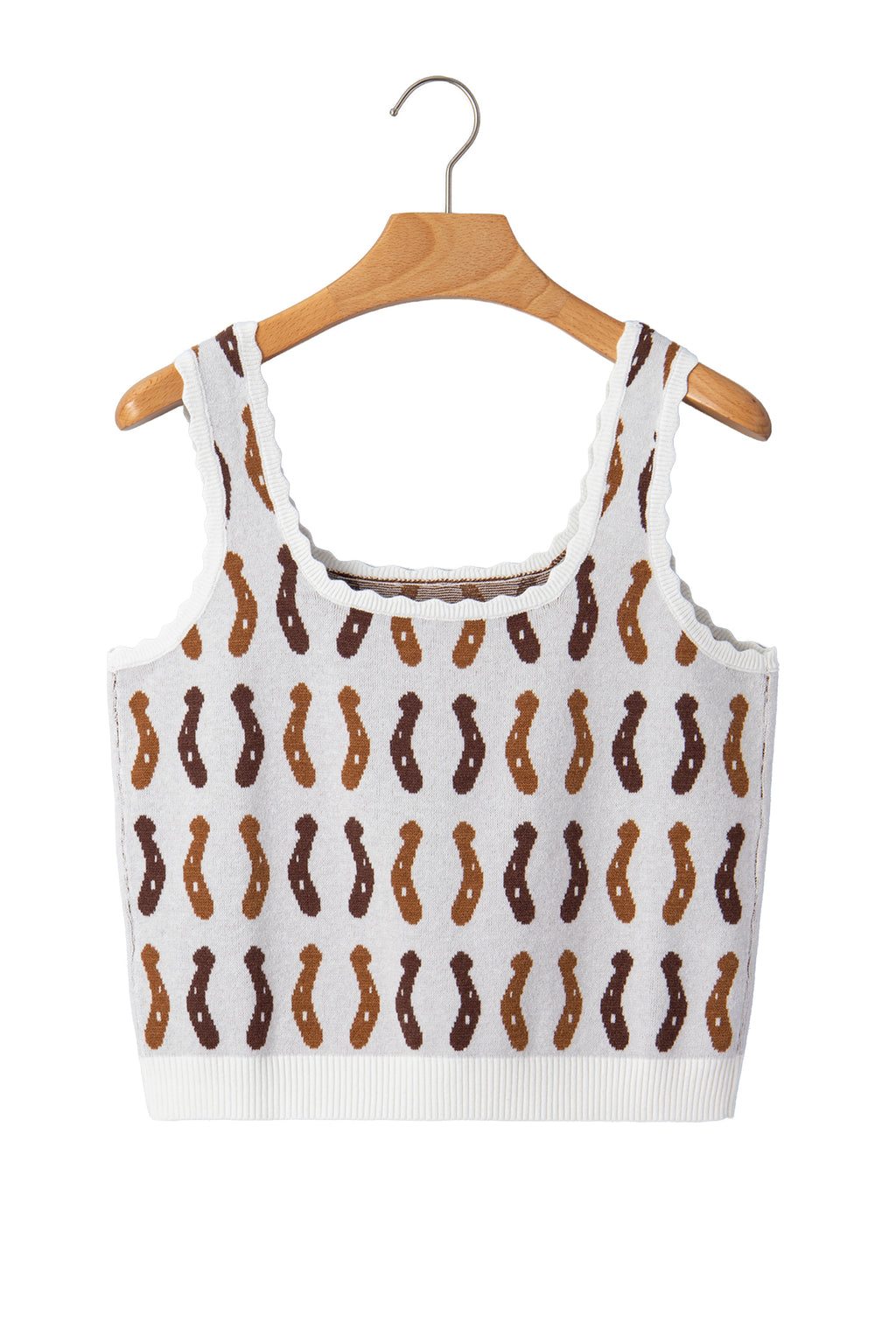 Western Leopard Horseshoe Tank Top – Scalloped Square Neck Knit Cami Dear-Lover Dropshipping Sweaters & Cardigans/Sweater Vests