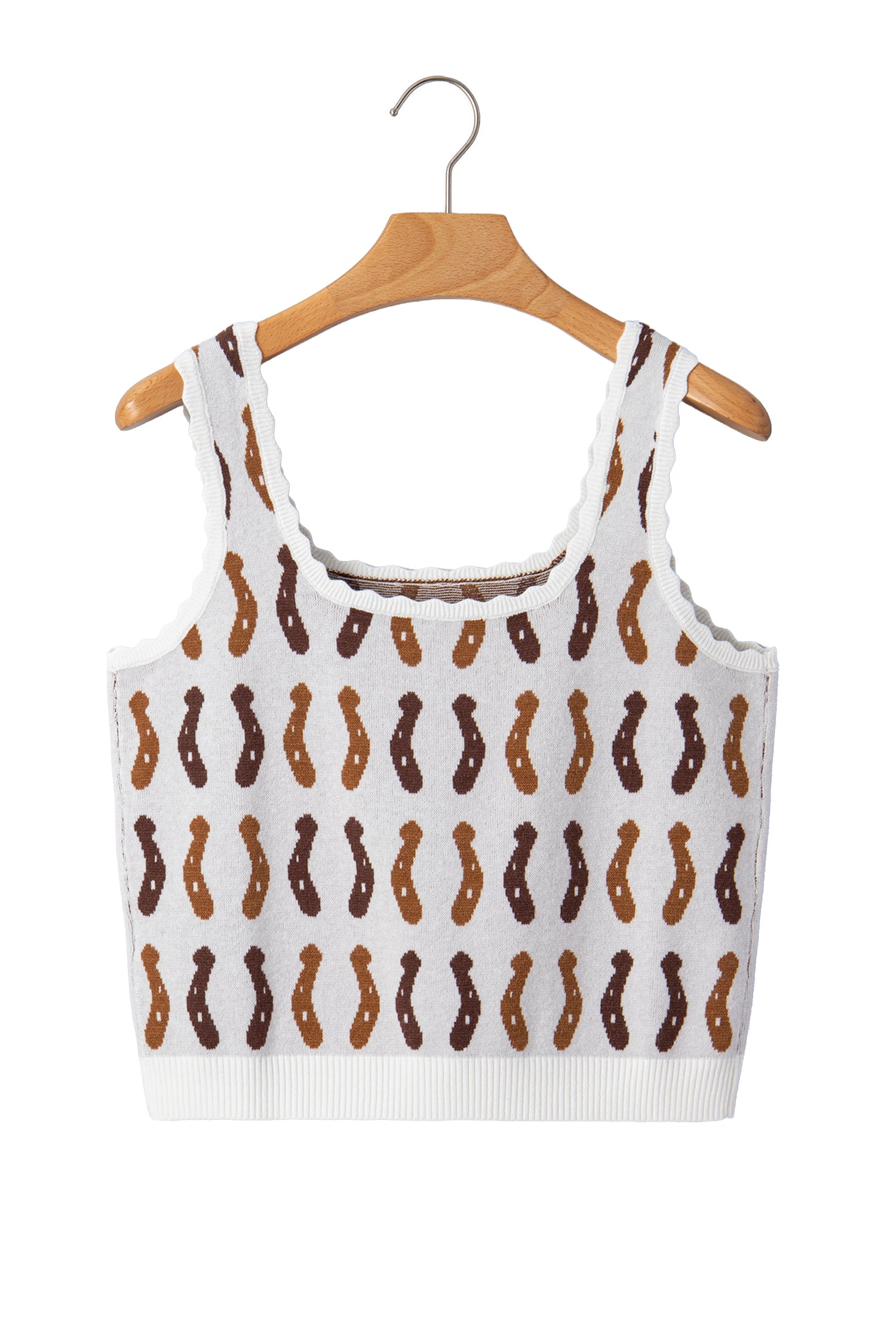 Western Leopard Horseshoe Tank Top – Scalloped Square Neck Knit Cami Dear-Lover Dropshipping Sweaters & Cardigans/Sweater Vests