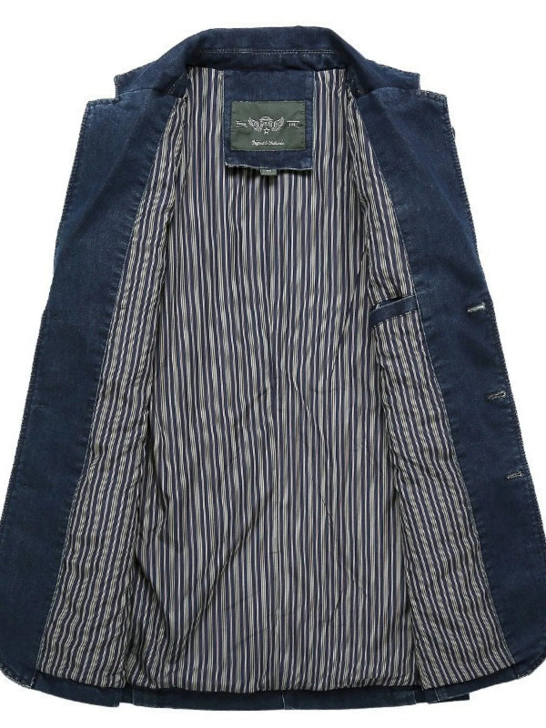 Men's Single-Breasted Denim Blazer Bazaare Mart Denim Jacket