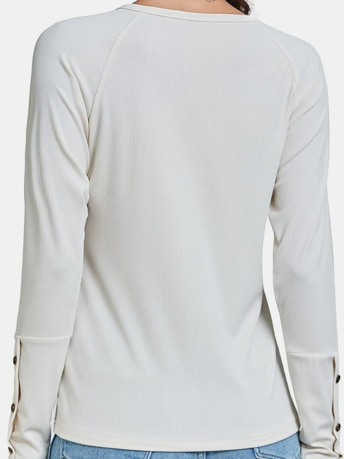 Button V-Neck Long Sleeve T-Shirt