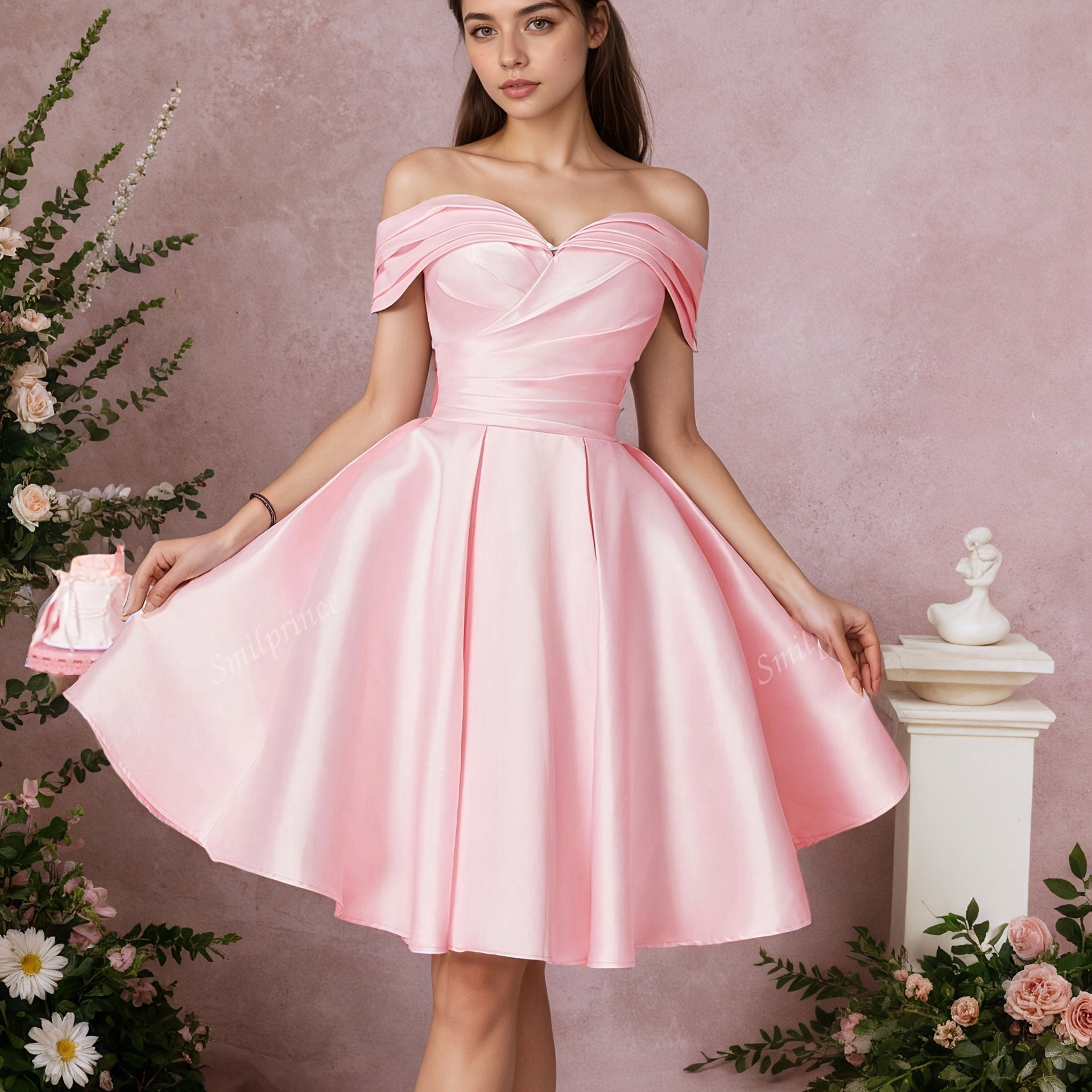 Elegant Sweetheart Off Shoulder Full Skirt Party Dress