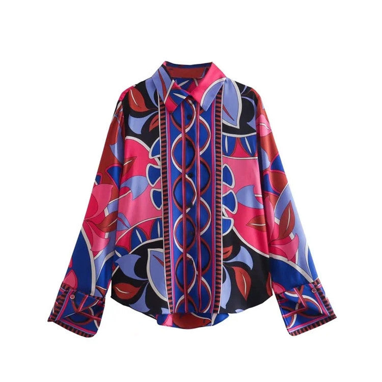 Women’s Retro Abstract Print Matching Blouse & Skirt/Shorts/Pants Shirt CJ Dropshipping Floral 4pc. Summer Outfit