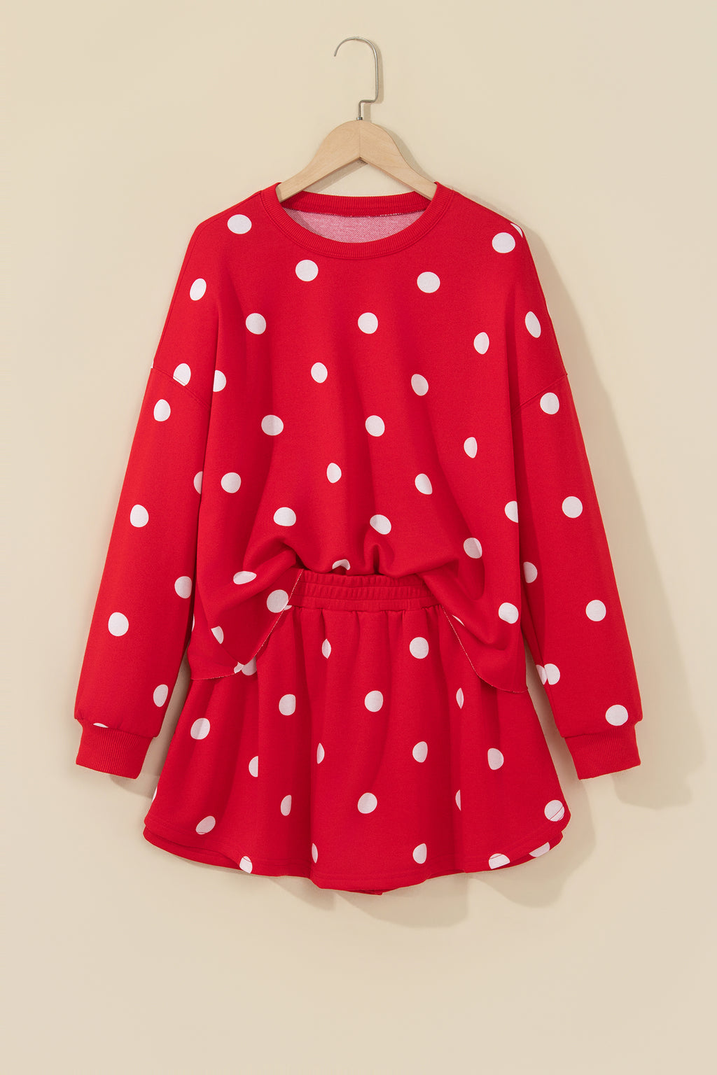 Polka Dot Pullover & Skort Two-Piece Set