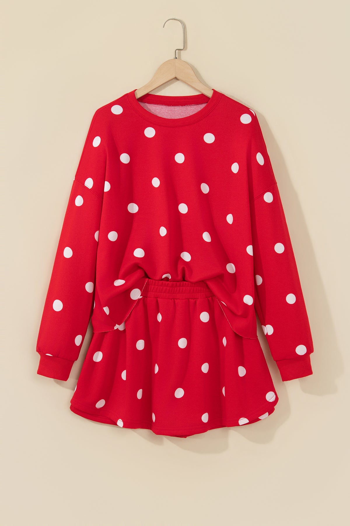 Polka Dot Pullover & Skort Two-Piece Set