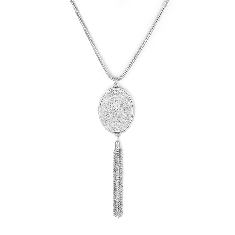 Long Filigree Pendant Tassel Necklace