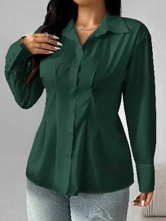 Long Sleeve Solid Color Fitted Blouse Bazaare Mart Long Sleeve Solid Color Fitted Blouse