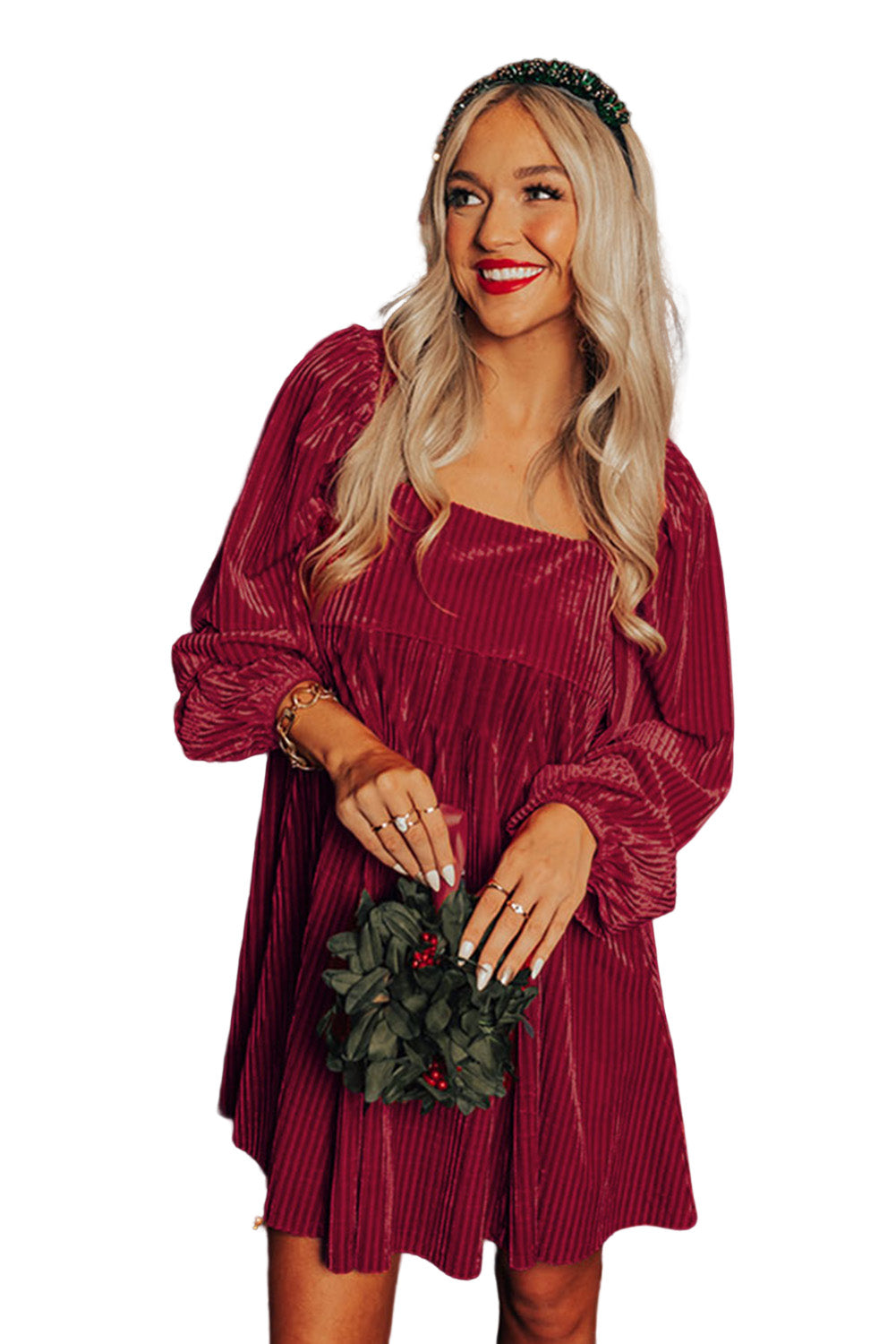 Pink Velvet Long Sleeve Peasant Top