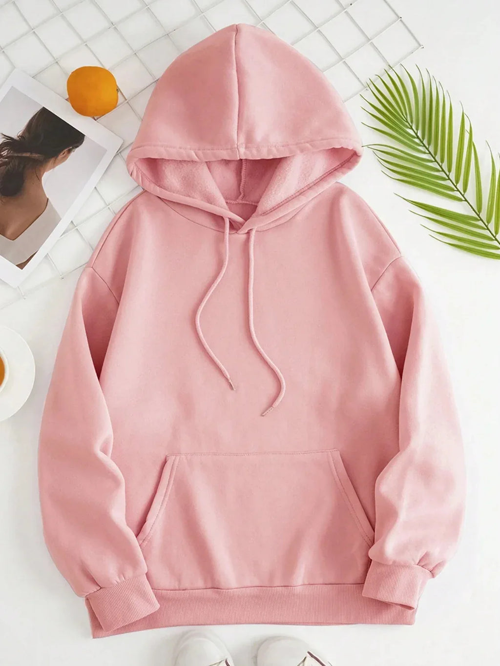 Plain Dropped Shoulder Hoodie Trendsi Drawstring Dropped Shoulder Hoodie