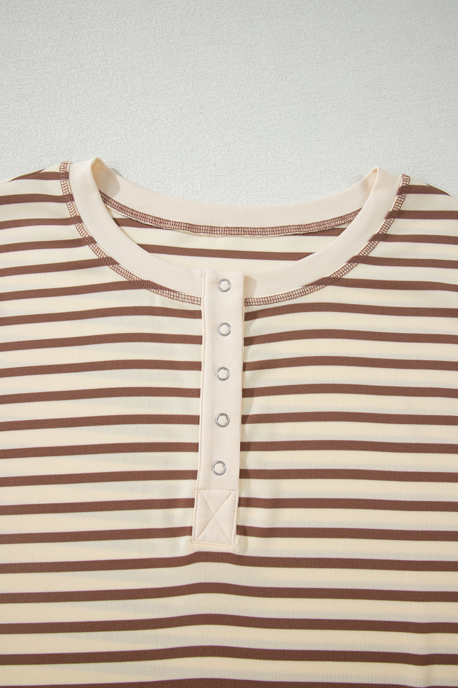 Brown Stripe Half Buttons Top and Shorts Set Dear-Lover Dropshipping Two Piece Sets/Short Sets