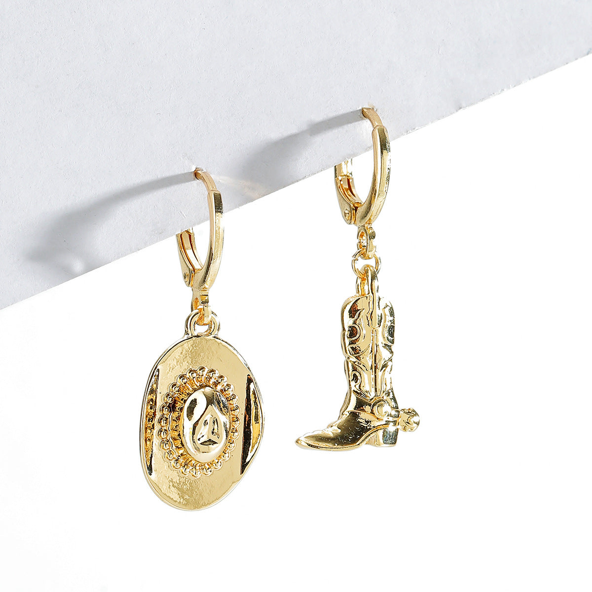 Western Cowboy Boot & Hat Dangle Earrings – Vintage Cowgirl Alloy Statement Jewelry CJ Dropshipping Cowboy Boot Earrings
