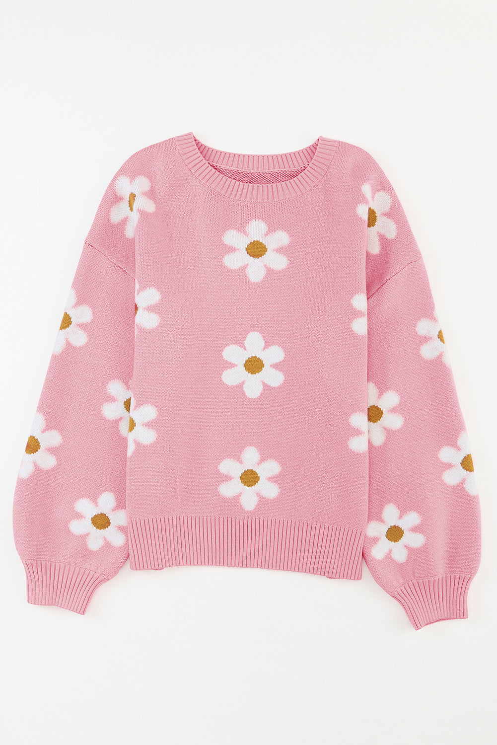 Pink Daisy Drop Shoulder Sweater