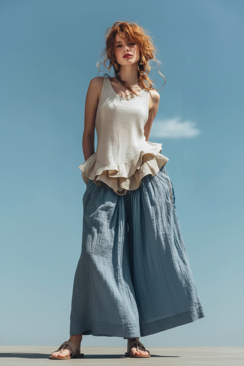 Women’s Sleeveless Ruffle Hem Top – Casual Fashion Tank Blouse CJ Dropshipping Sleeveless Ruffled Top
