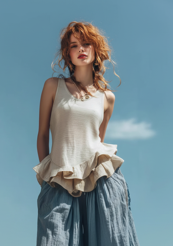 Women’s Sleeveless Ruffle Hem Top – Casual Fashion Tank Blouse CJ Dropshipping Sleeveless Ruffled Top