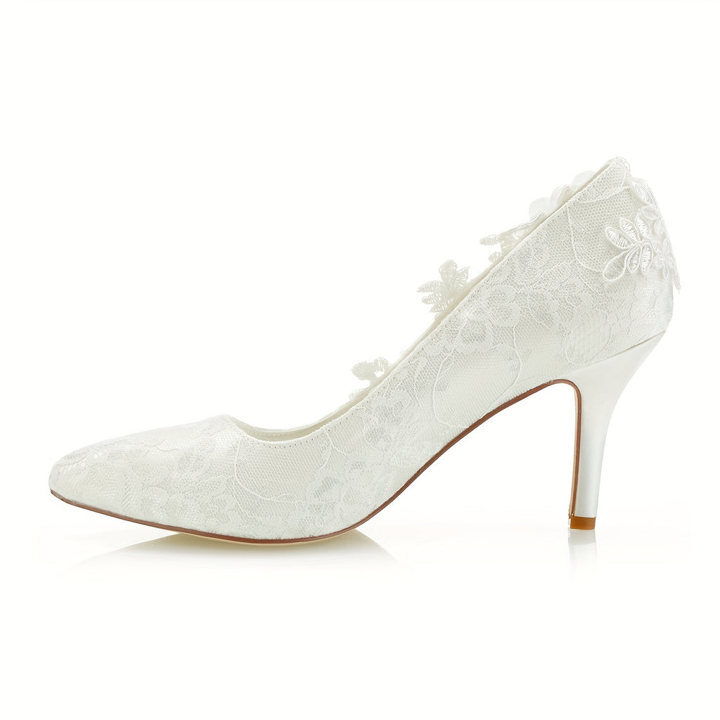 White Flower Wedding High Heels