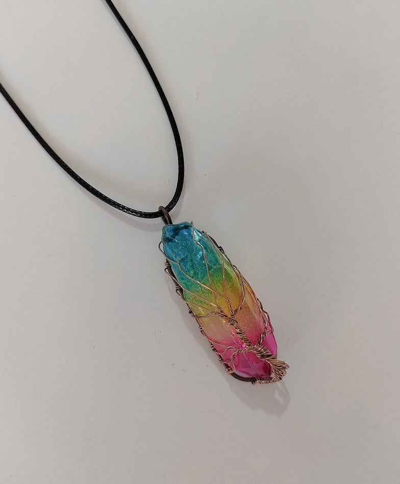 Crystal Pillar Tree Of Life Necklace