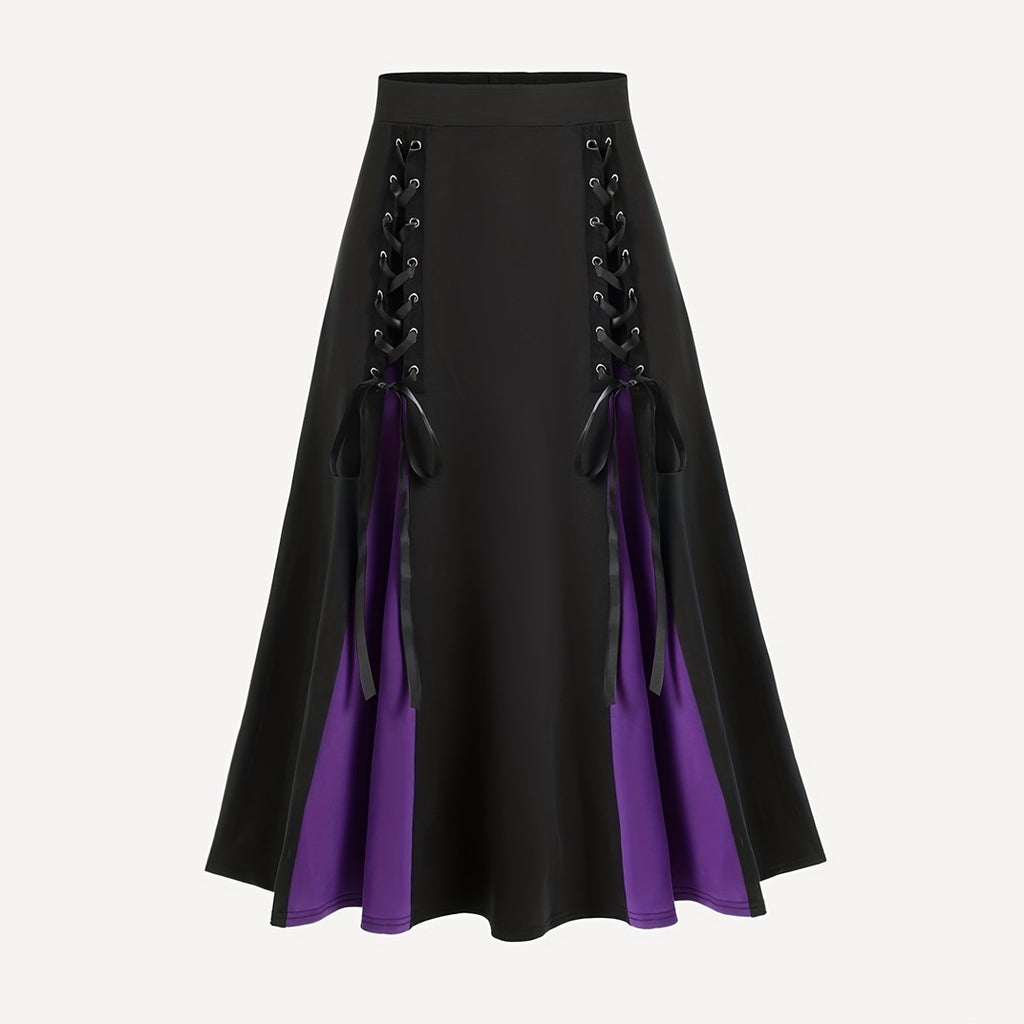 Gothic Pleated Pop Of Color Skirt