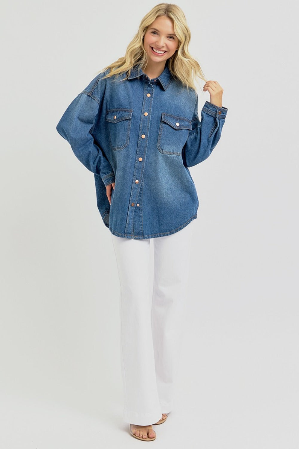 Snap Long Sleeve Denim Shacket