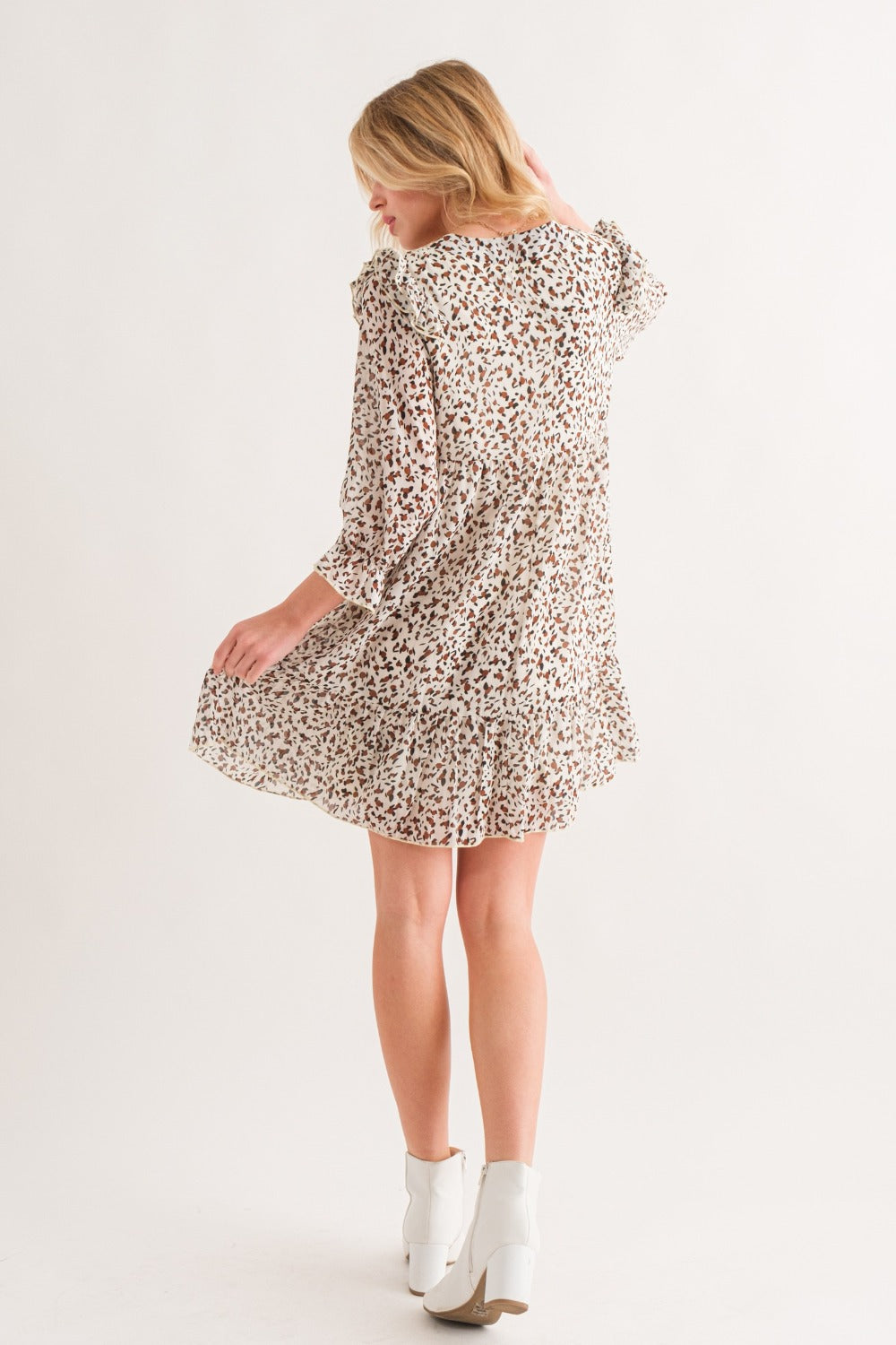 Leopard Ruffle Hem Mini Dress