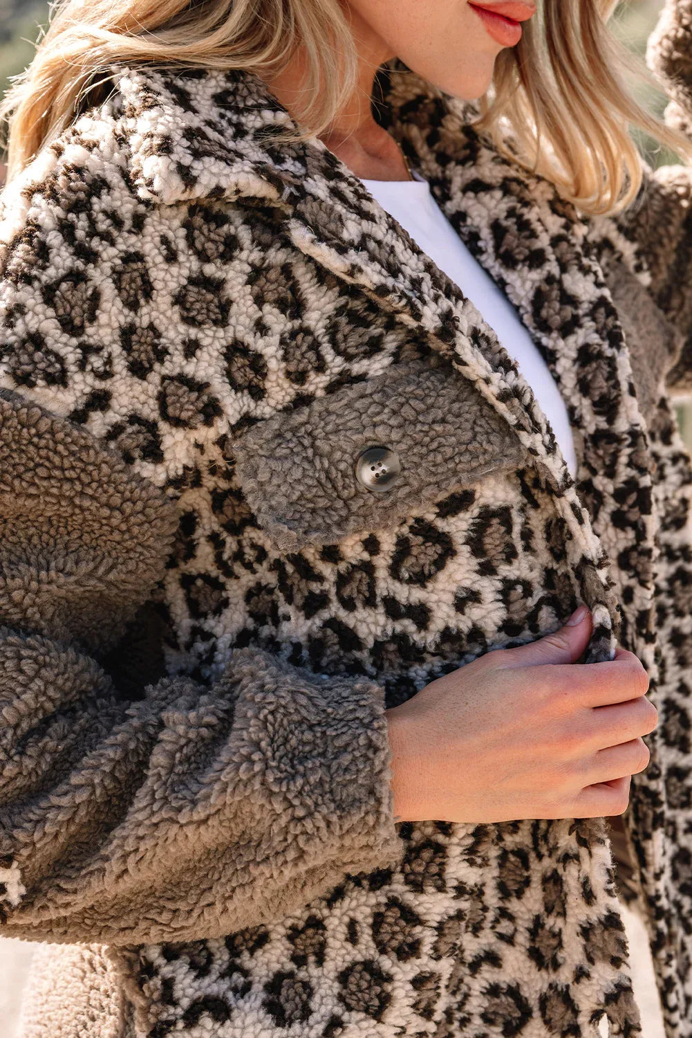 Brown Sherpa Leopard Print Jacket Bazarre Mart Outerwear/Jackets