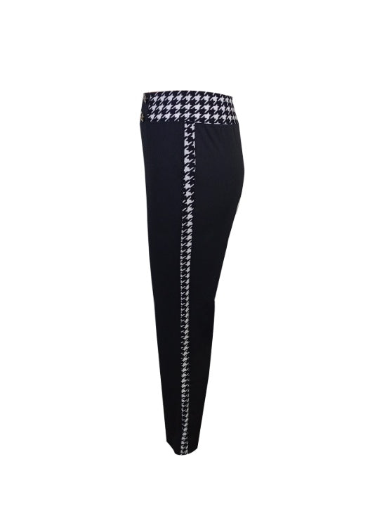 Ladies' Solid Color Herringbone Button Fashionable Slimming Pants