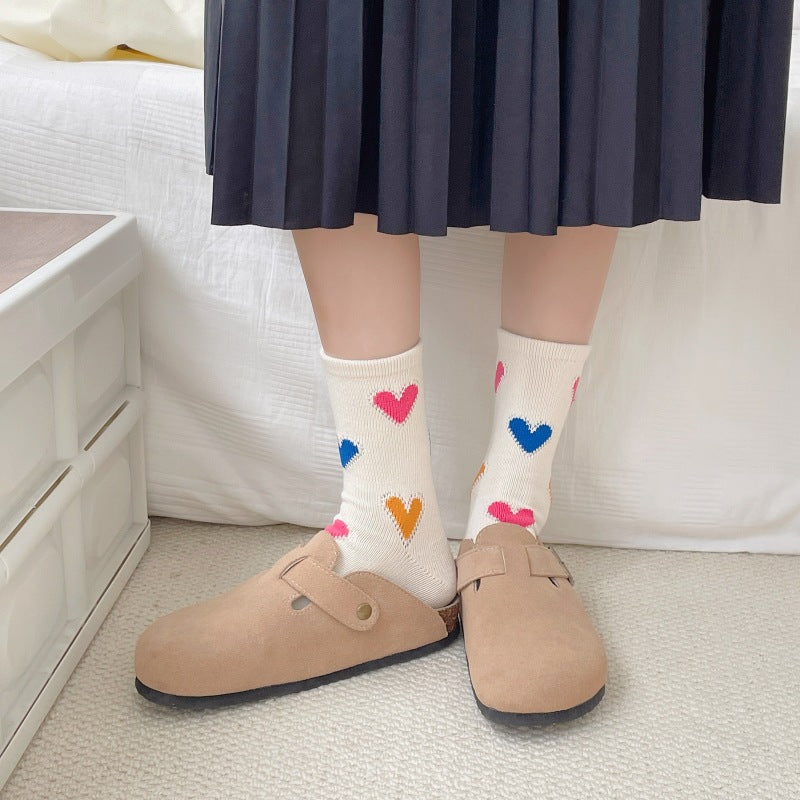 Thick Mid-calf Heart Socks