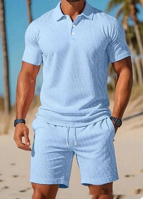 Men's Polo Shirt And Matching Drawstring Shorts Set Bazaare Mart Shorts Set