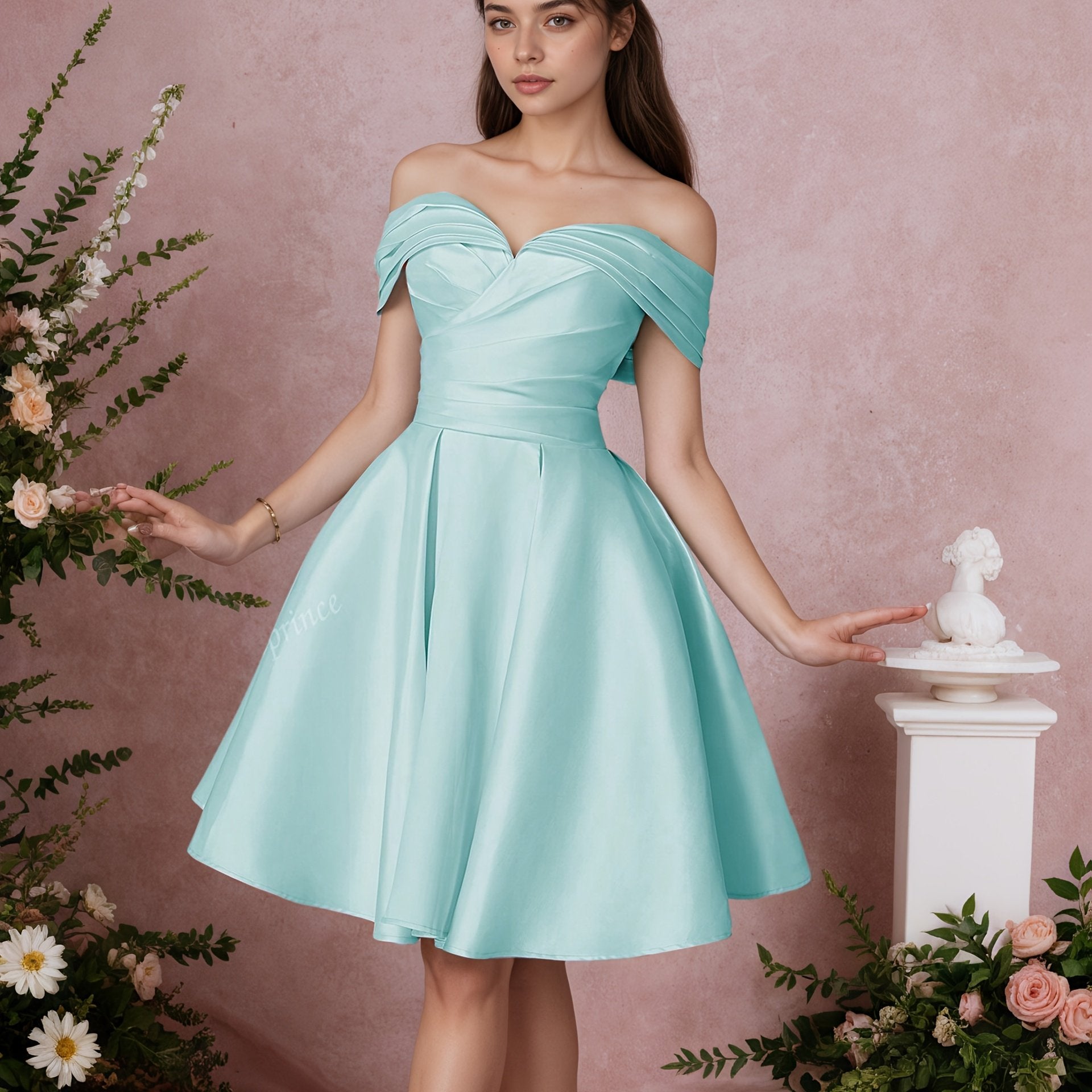 Elegant Sweetheart Off Shoulder Full Skirt Party Dress
