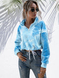 Tie-Dye Quarter Zip Crop Sweatshirt Light Blue Bazaare Mart Tie-Dye Quarter Zip Dropped Shoulder Sweatshirt