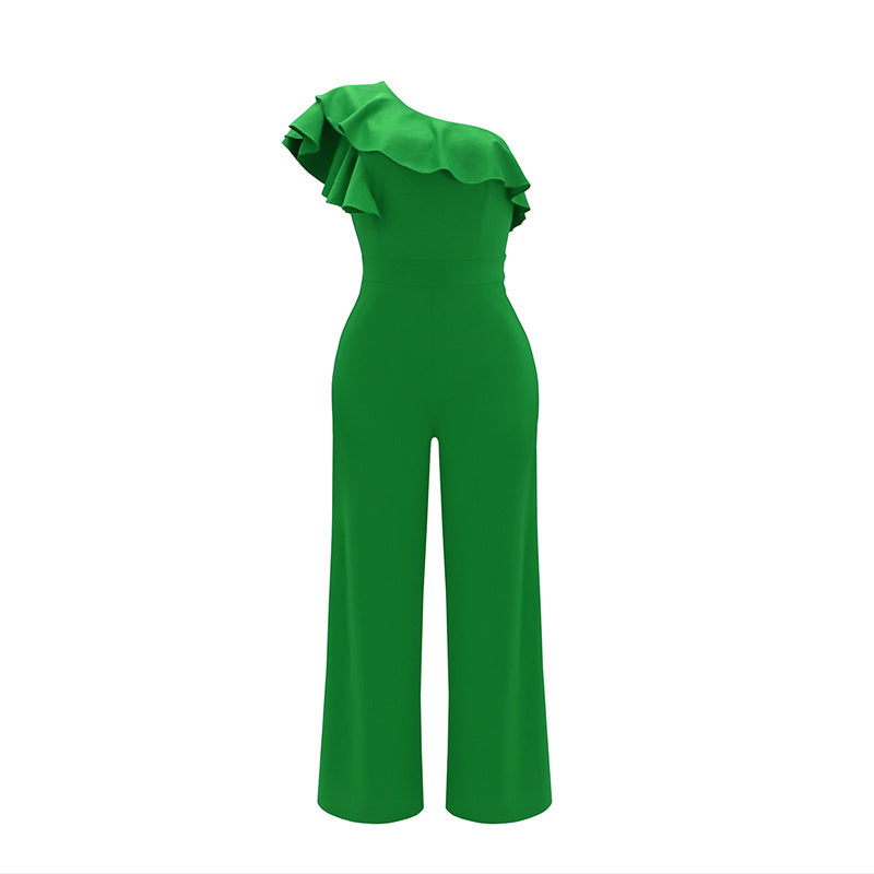 One Shoulder Dressy Wide Leg Jumpsuit