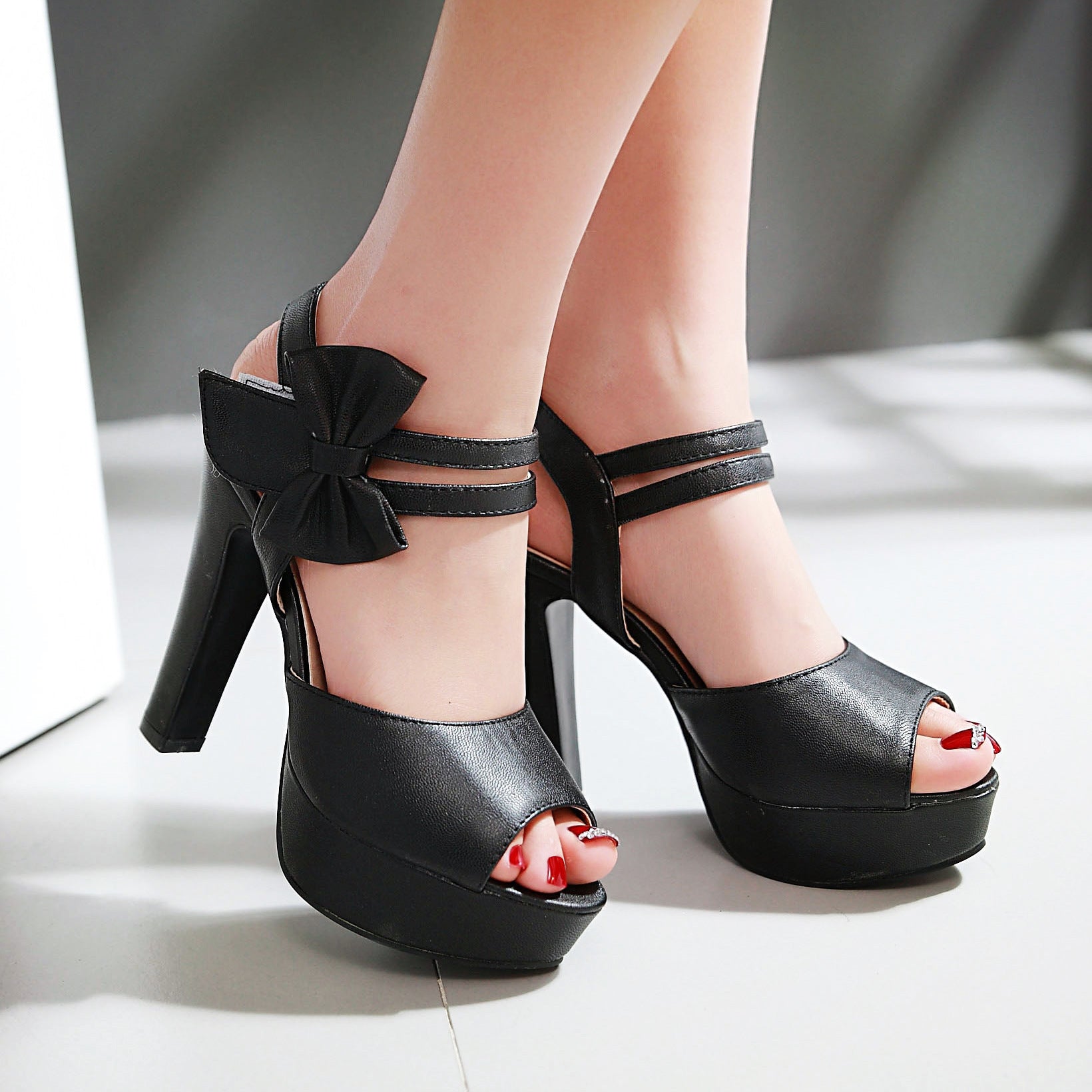 Women’s Elegant Bow Peep-Toe High Heel Sandal CJ Dropshipping Platform High Heel Open Toe Bow Sandals