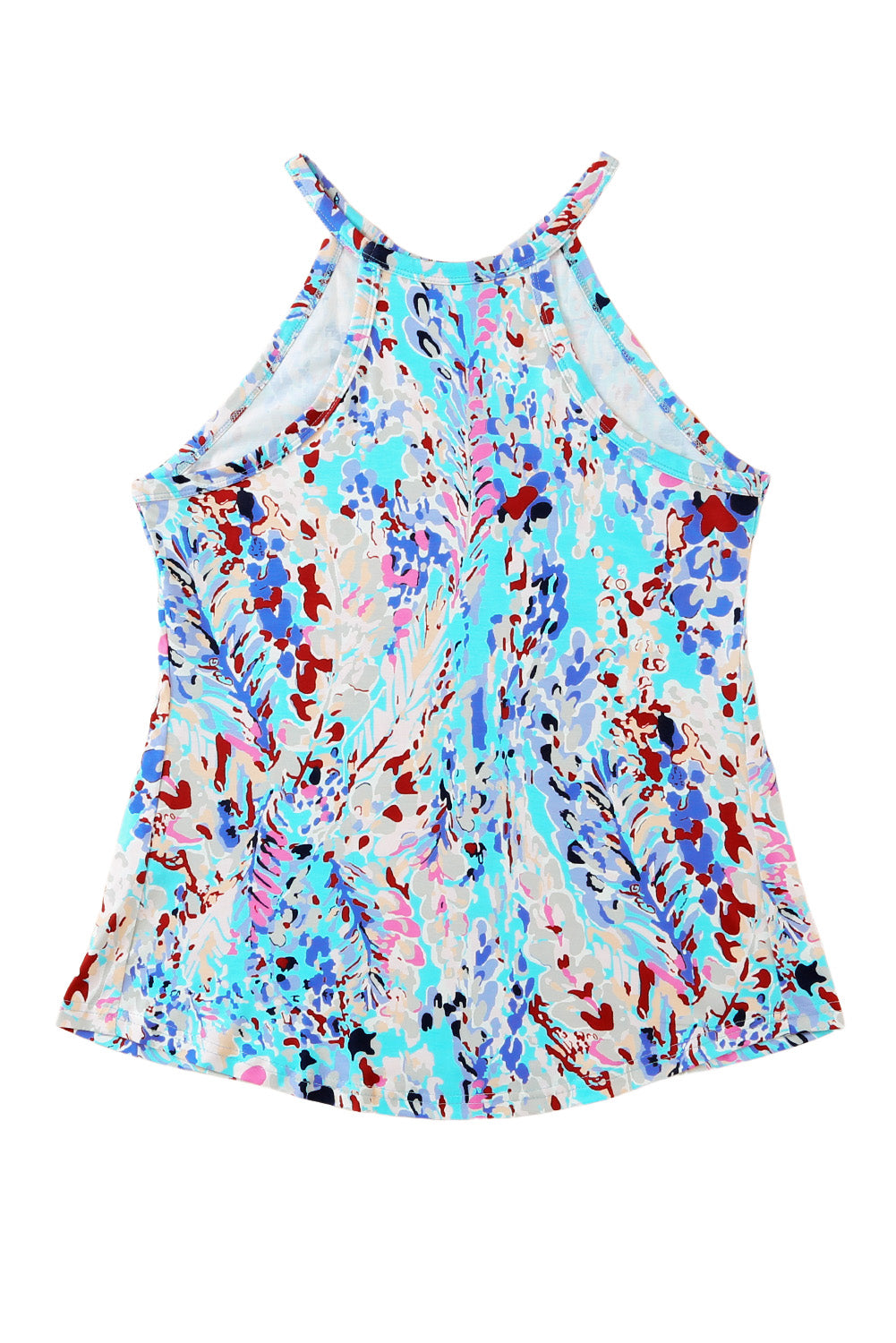 Multicolor Floral Print Round Neck Plus Size Tank Top