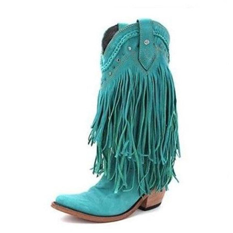Women's Fringed Mid Rise Boots