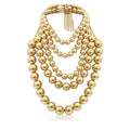 Gold Five Strand Pearl Necklace Golden Bazaare Mart Large Pearl Necklace