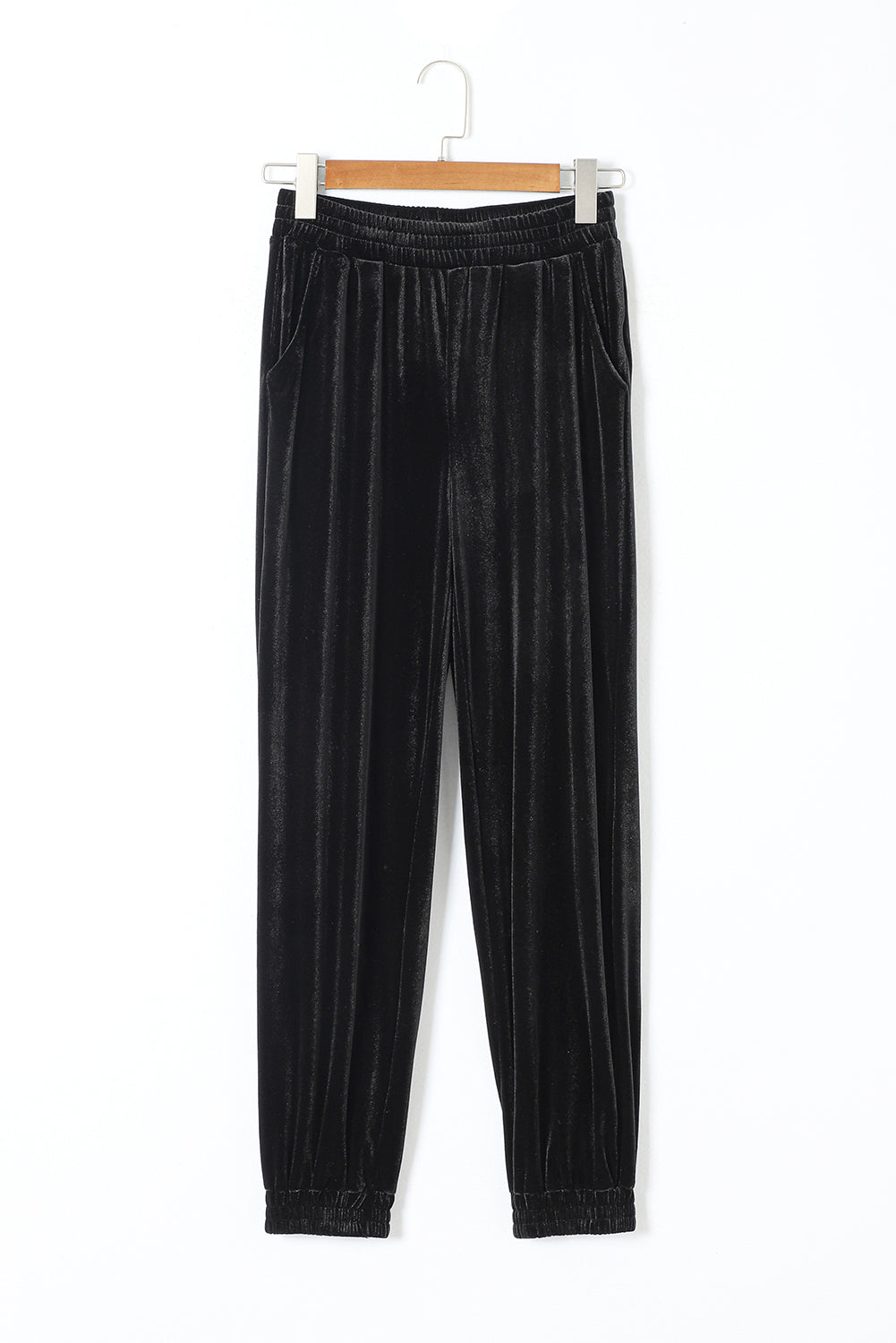 Black Velvet Joggers with Pockets