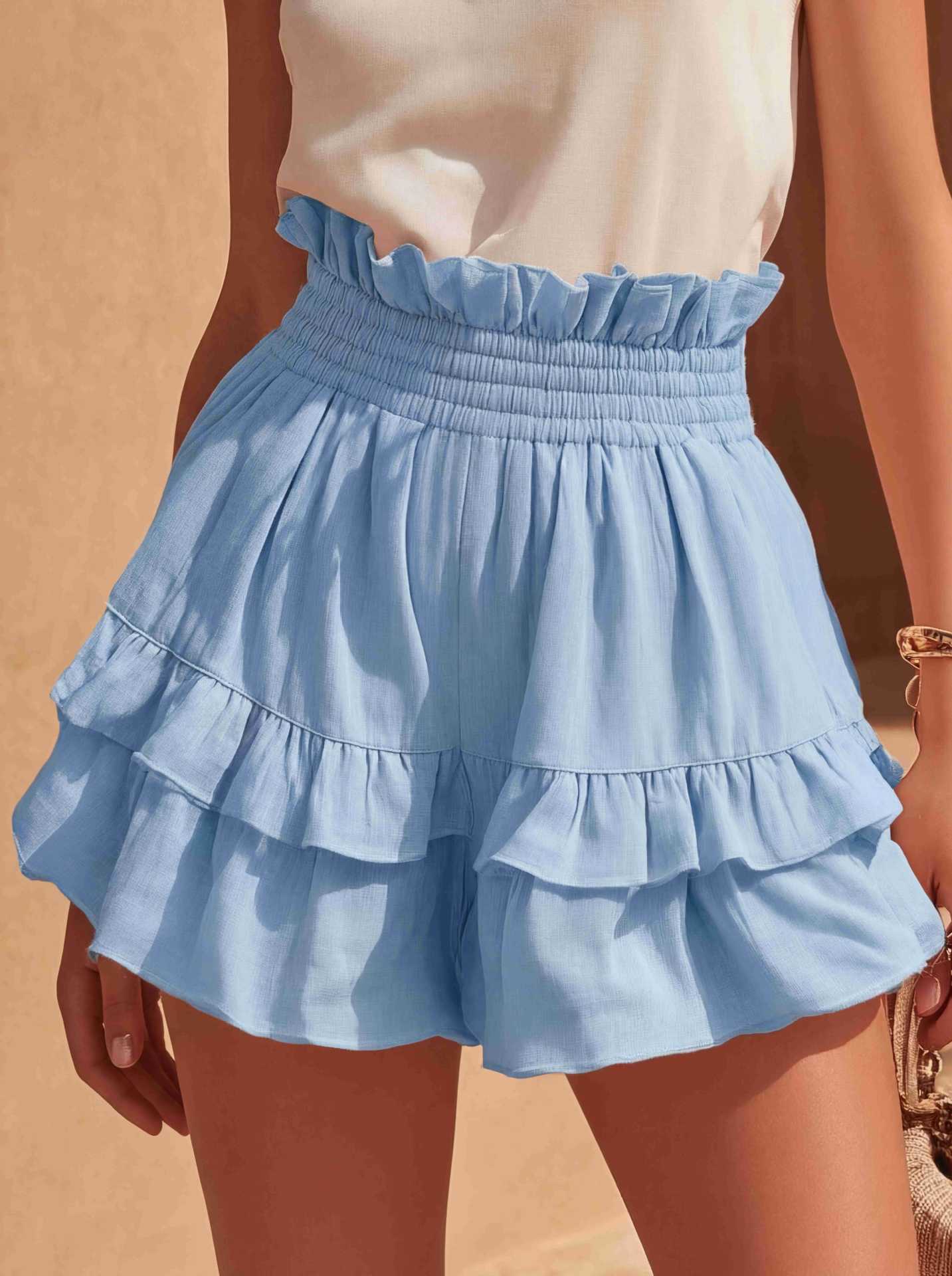 Ruffled Petticoat Shorts Light Blue CJ Dropshipping Ruffled Petticoat Shorts