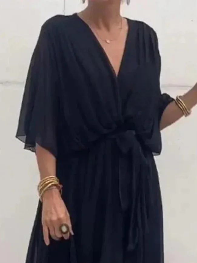 Flowy Midi Dress with Flutter Sleeves Bazaare Mart Flowy Half Sleeve Midi Dress